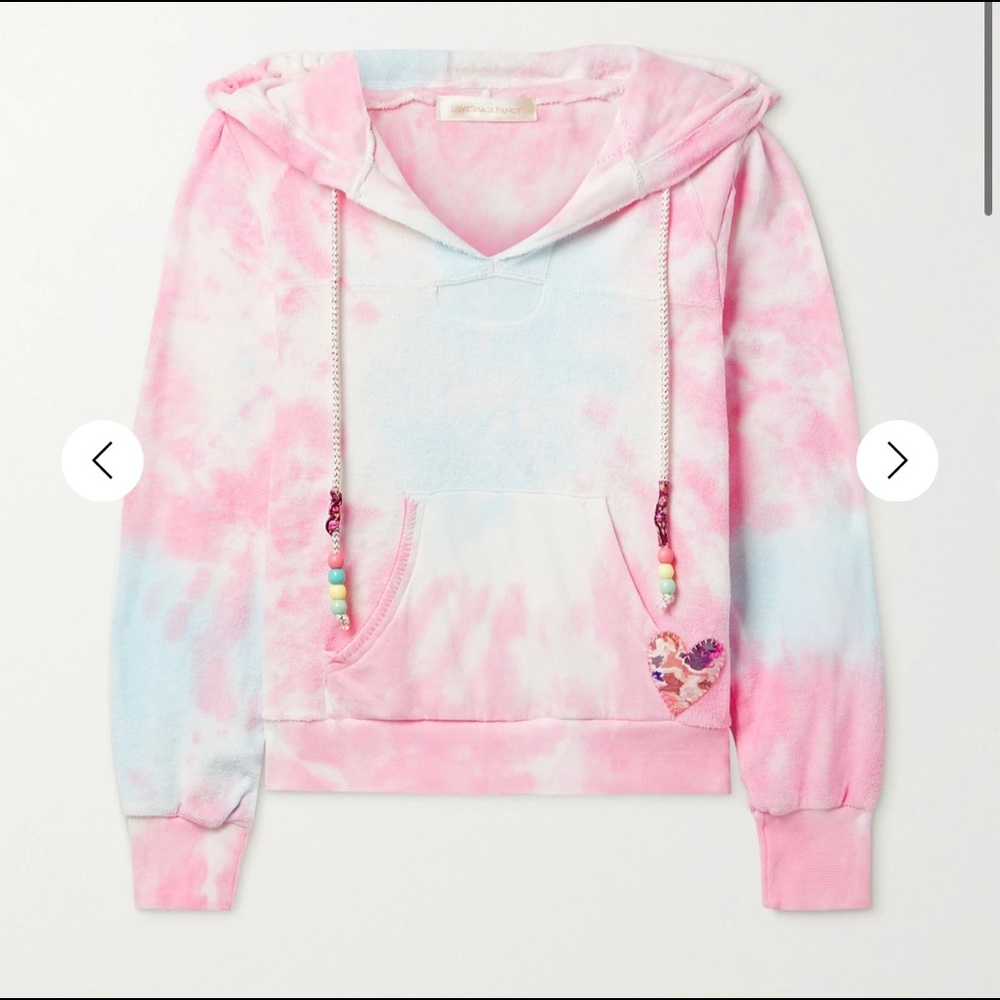 LoveShackFancy Kirby bead-embellished tie-dyed cotton-terry hoodie